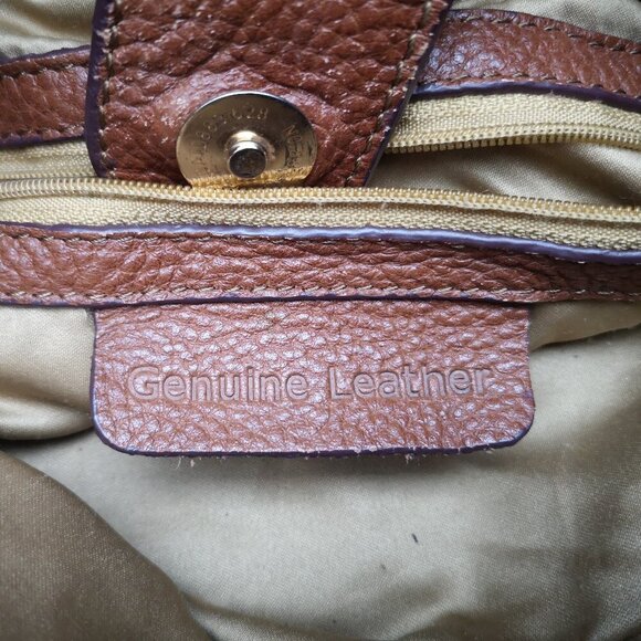 Un-branded Genuine Leather Ladies Dark Tan w/ Gold Accents Hobo Bag - Picture 5 of 8